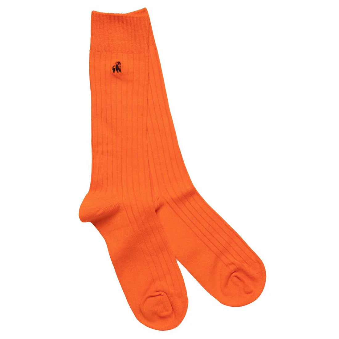 Tangerine Orange Solid Colour Swole Panda Bamboo Socks 7-11 UK