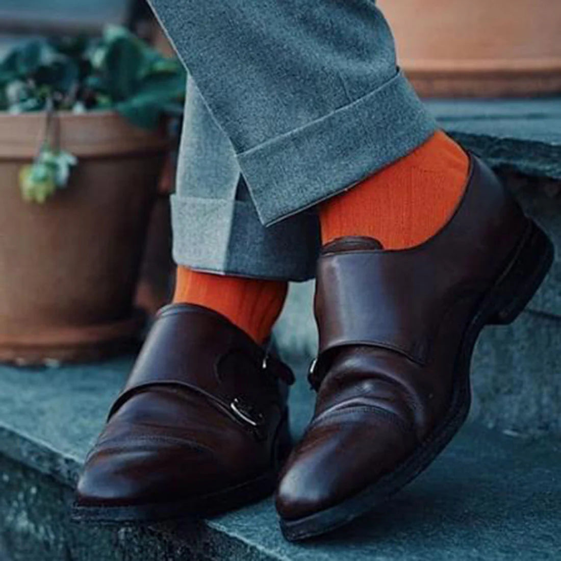 Tangerine Orange Solid Colour Swole Panda Bamboo Socks 7-11 UK