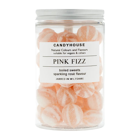 Pink Fizz Hard Boiled Sweets in Tall Jar