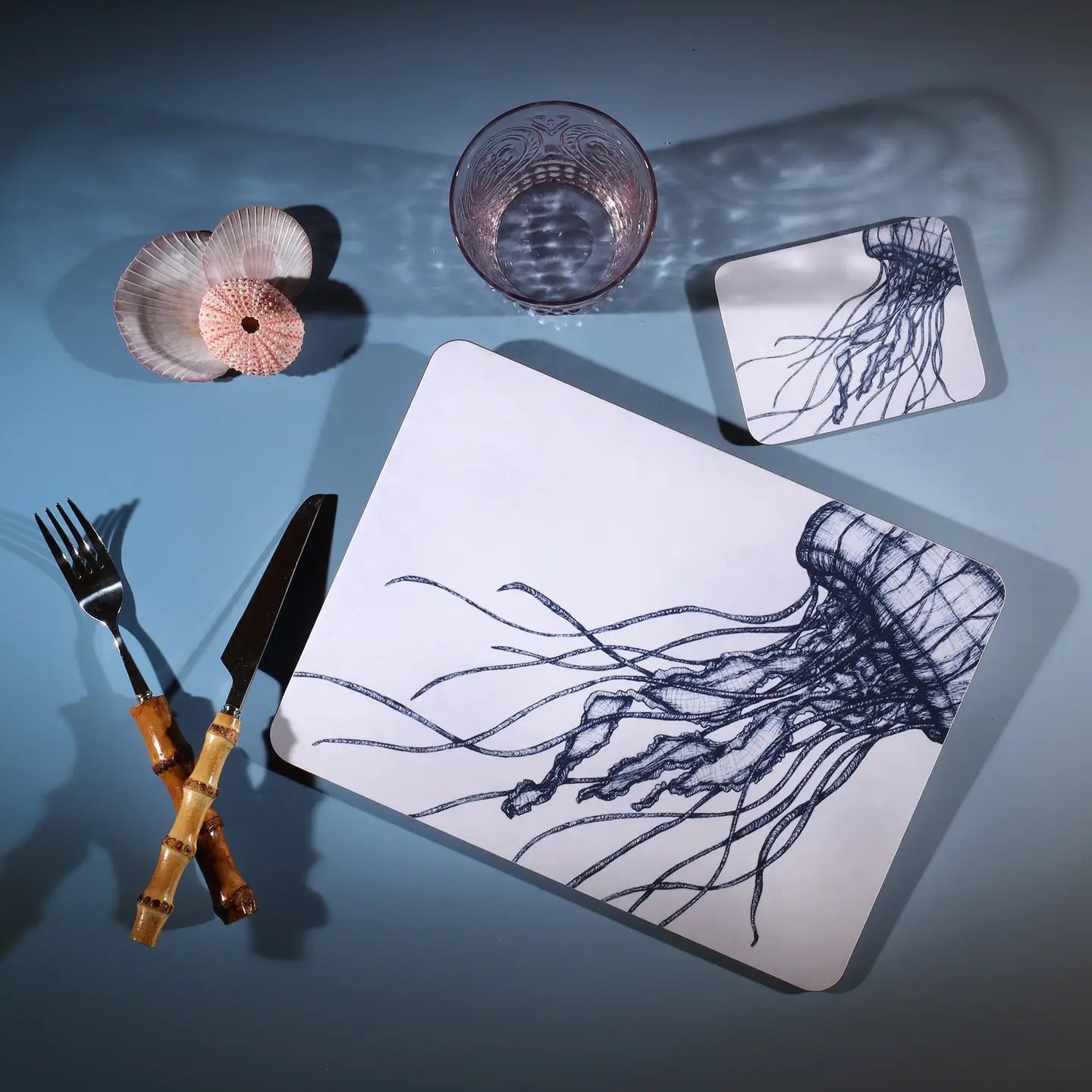 Blue and White Jellyfish Design Placemat