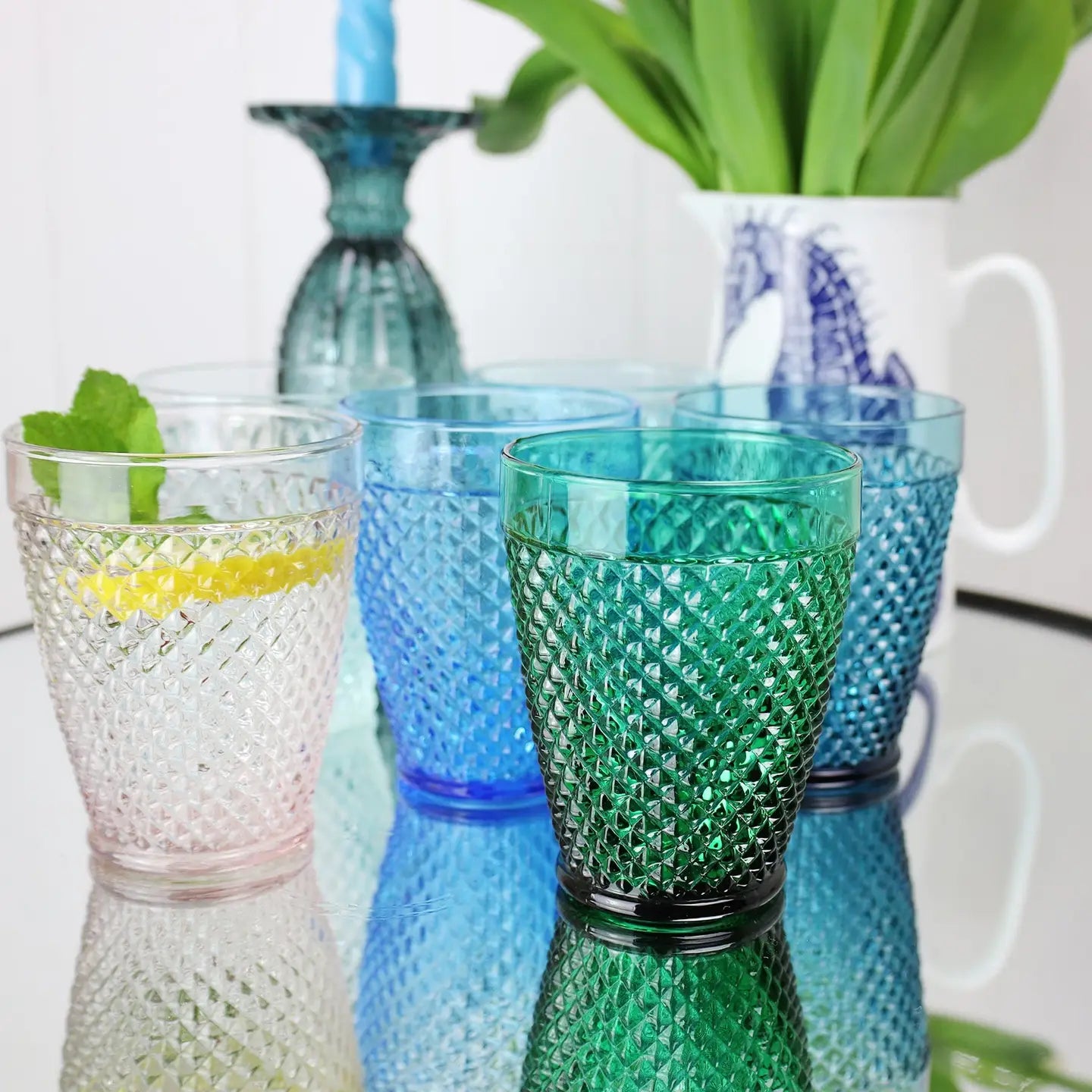 Green Diamond Cut Tumbler