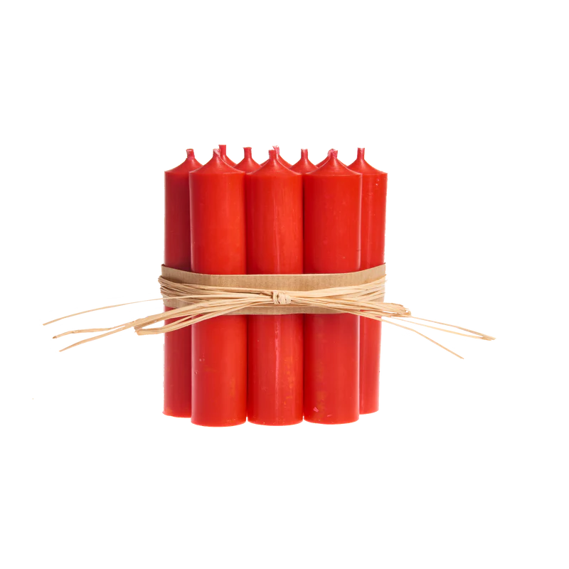 Christmas Red Short 4"/10cm Dinner Candles