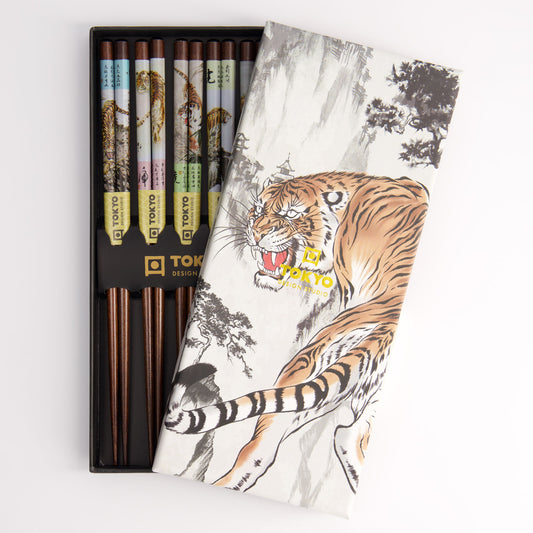 Chopsticks Gift Boxed Tiger 5 Pairs