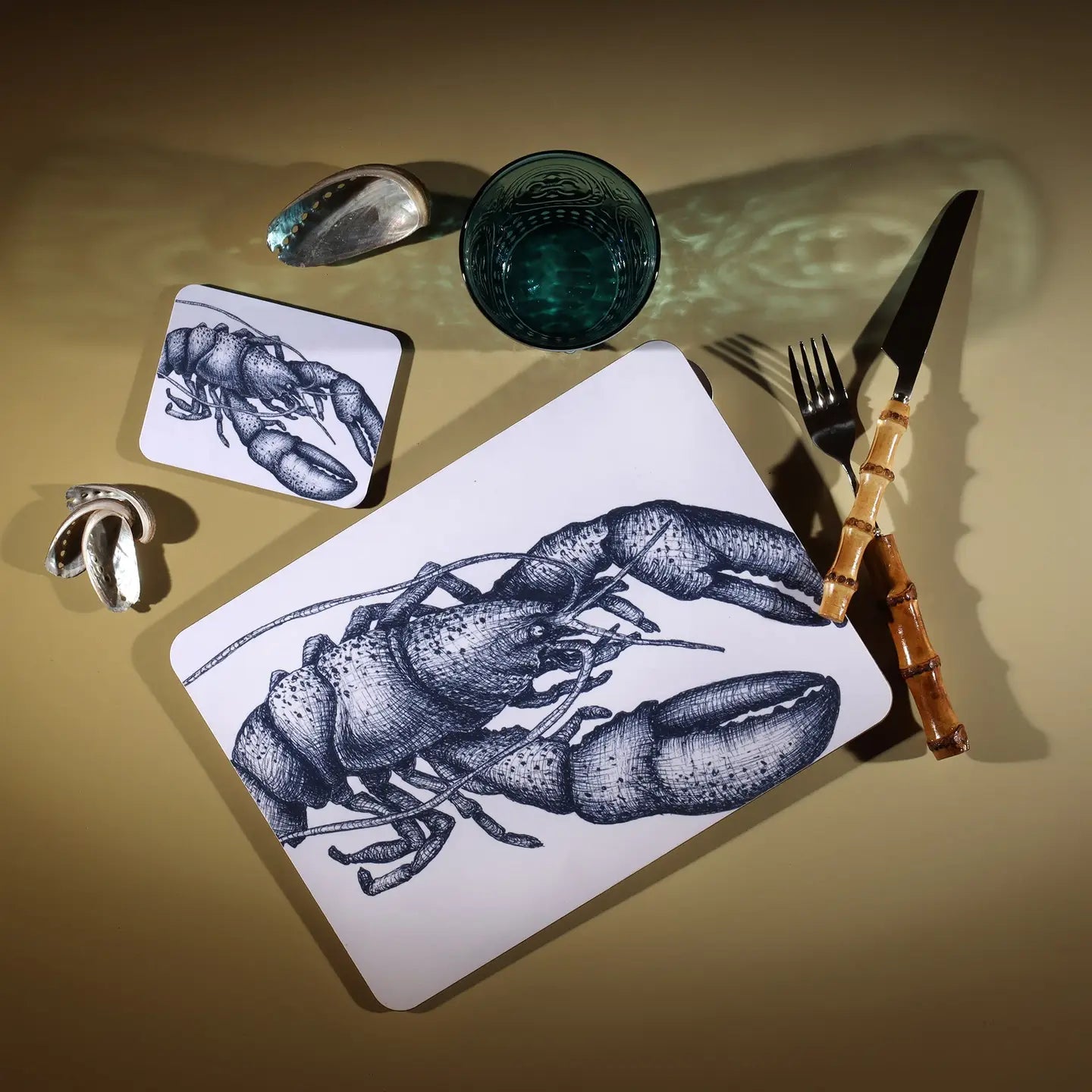 Blue and White Lobster Design Placemat