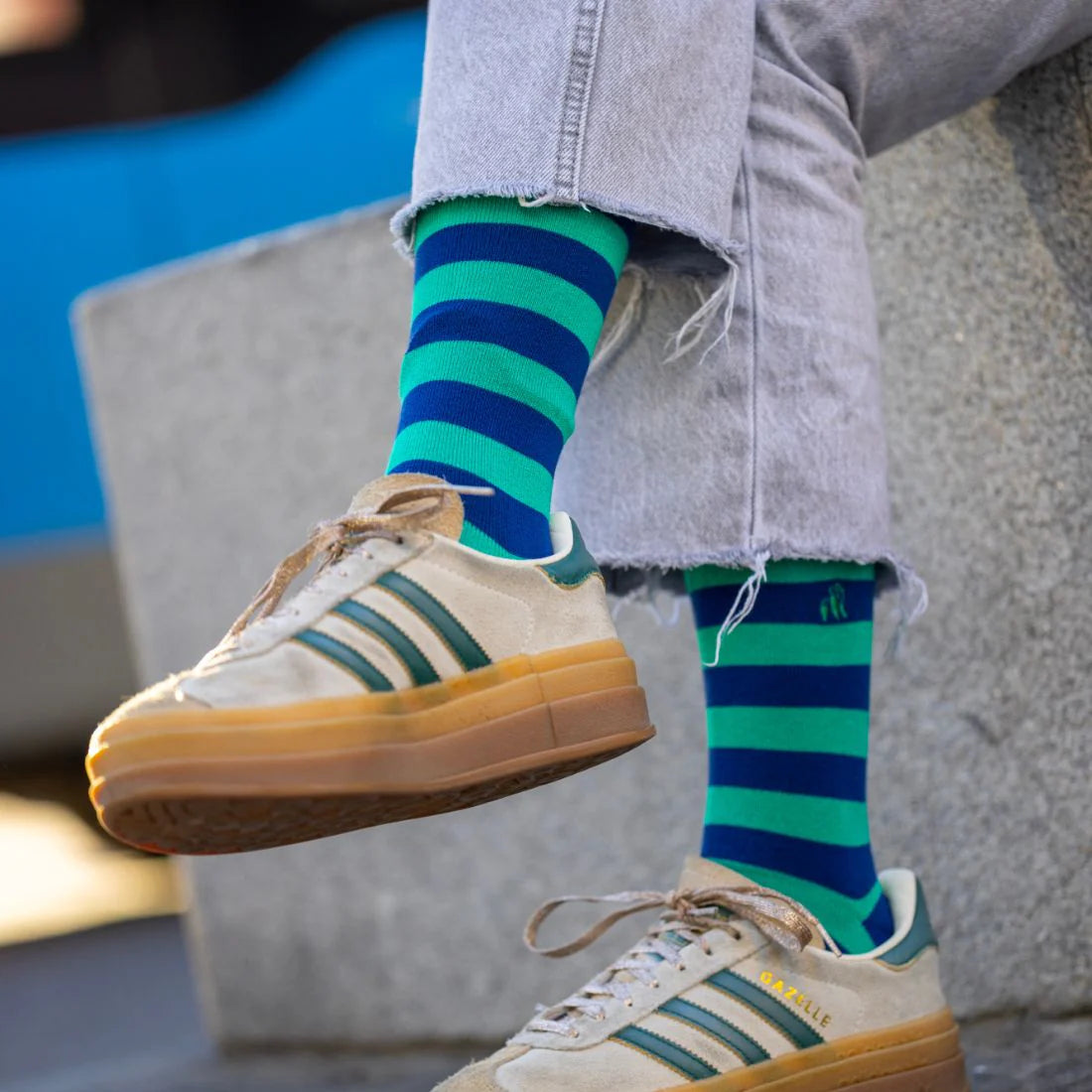 Lime Green Striped Bamboo Socks  4-7 UK