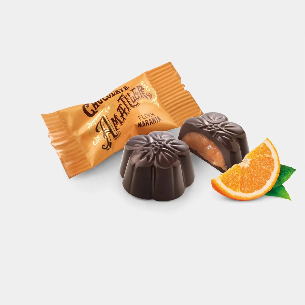 70% Chocolate Orange Flower Pralines 72g