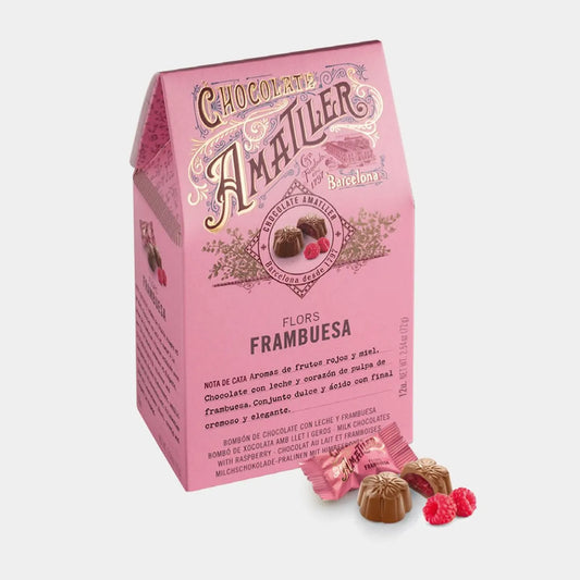 Milk Chocolate Raspberry Flower Pralines 72g
