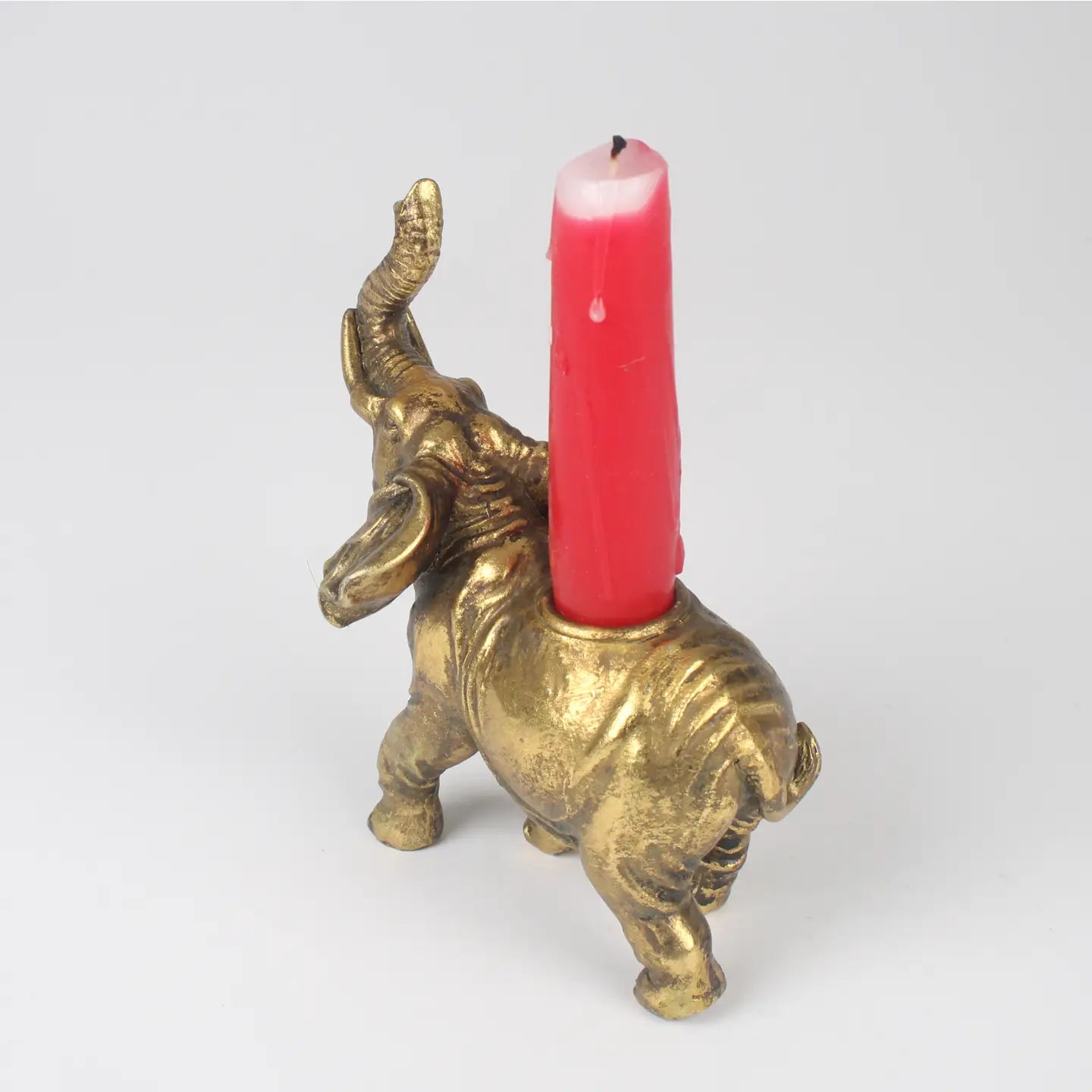 Gold Elephant Candle Holder – Trunk Up Lucky Elephant Decor
