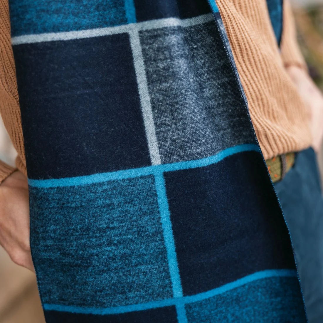 Navy & Blue Block Bamboo Scarf