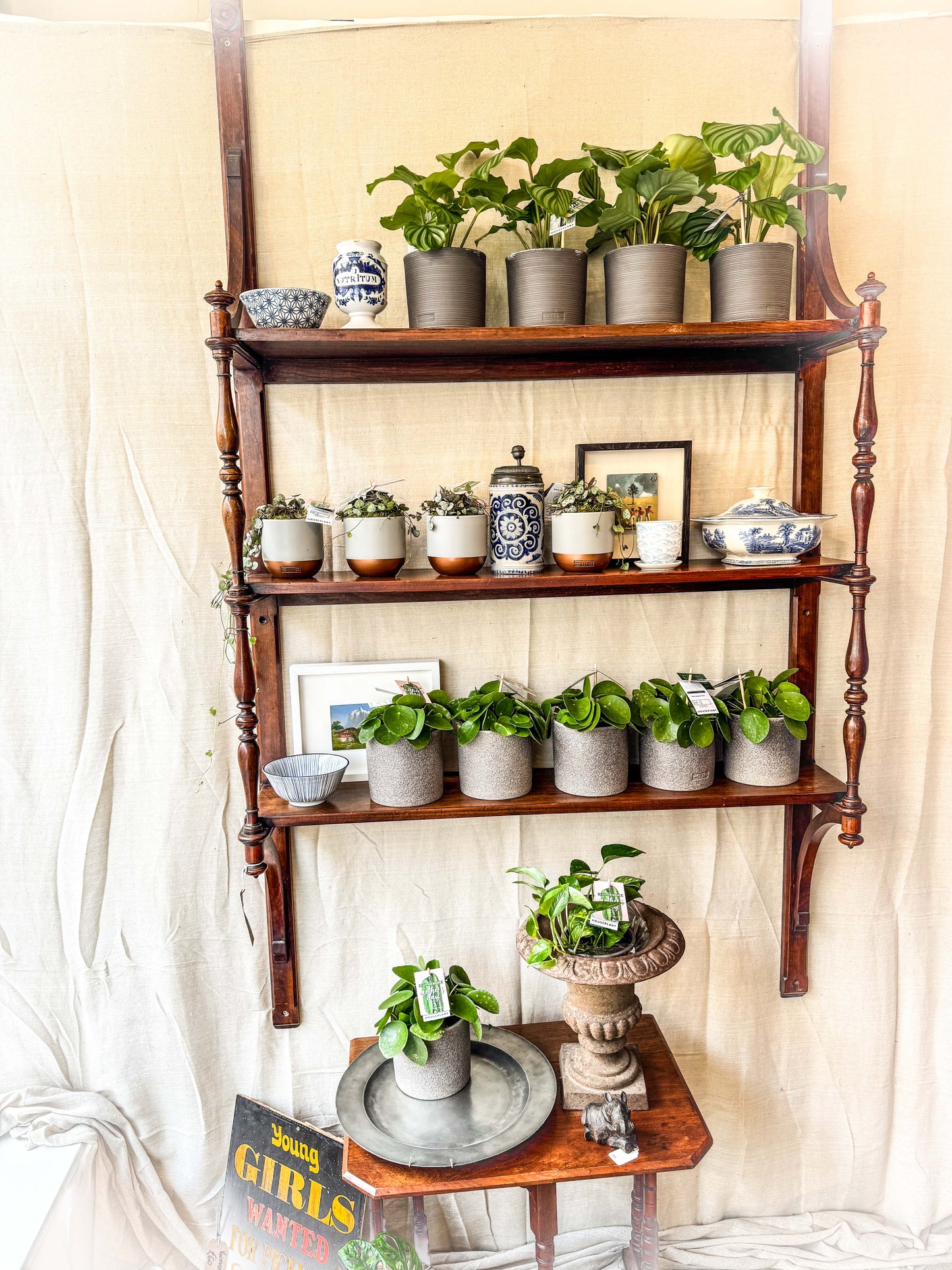 18th Century Mahogany Wall Shelf with Turned Supports 1
