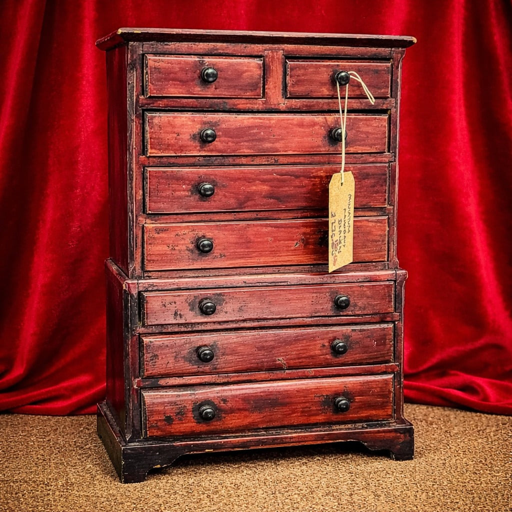 19th-century miniature mahogany chest of drawers