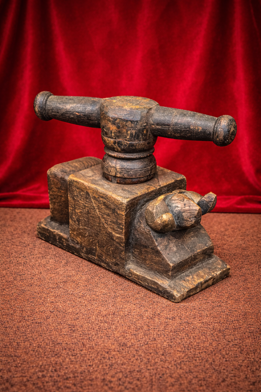 19th-century wooden fruit press
