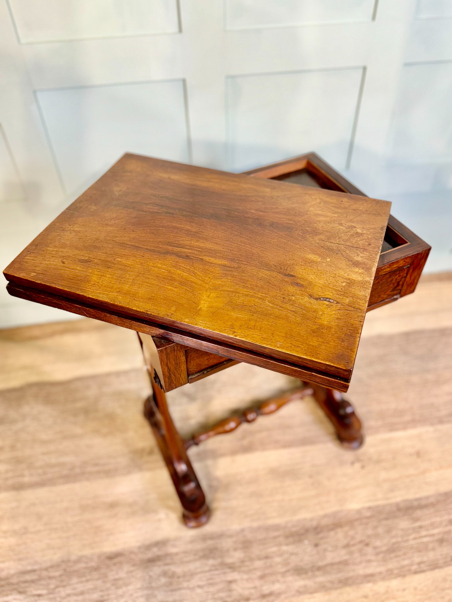 Folding Regency Chess and Backgammon Rosewood Games Table with Split Swivelling Top