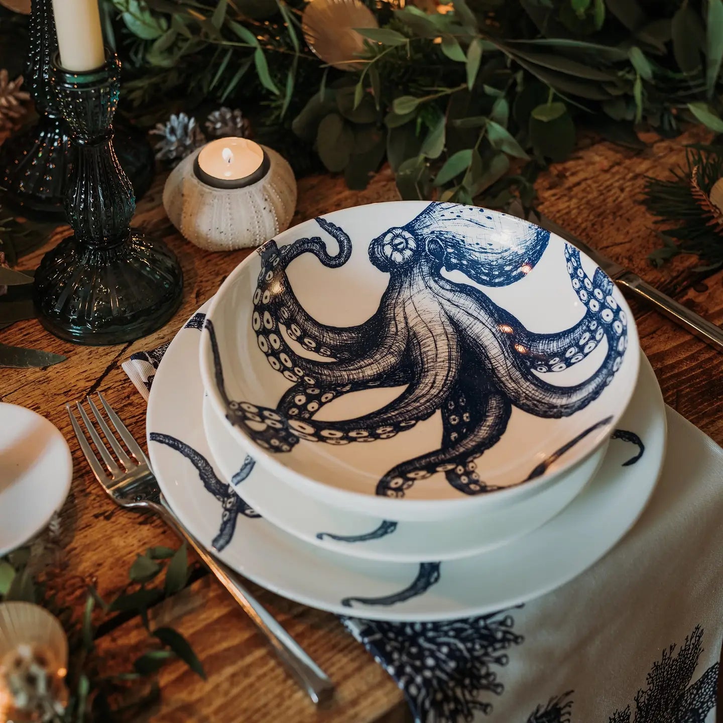 Bone China Octopus Pasta Bowl