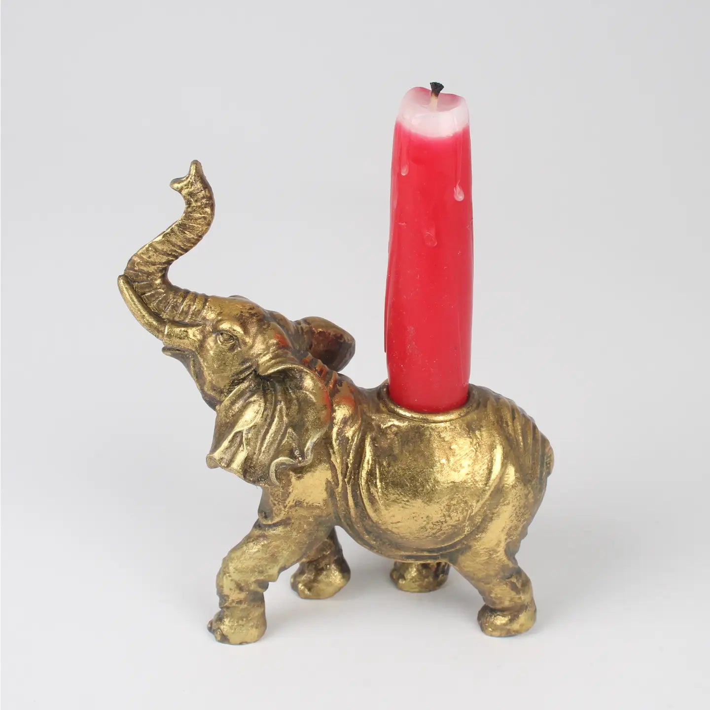 Gold Elephant Candle Holder – Trunk Up Lucky Elephant Decor