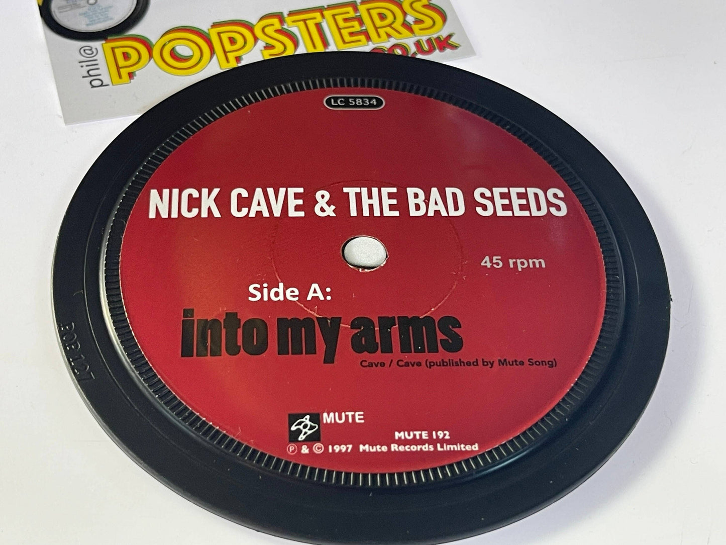 Nick Cave - Into My Arms. Record Label Coaster. Popsters.