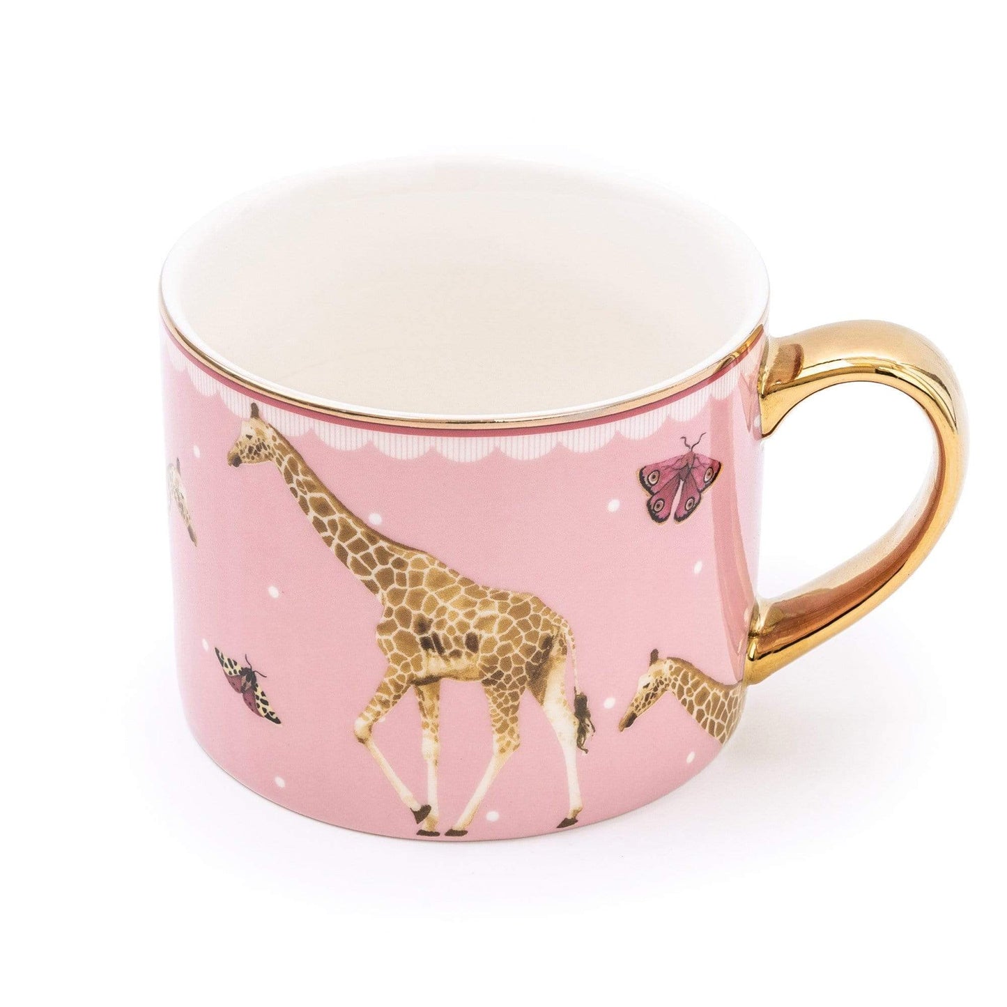 Giraffe Pink Straight Sided Mug with Gold Handle