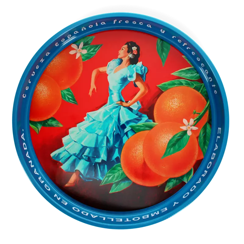 Round metal serving tray - Cerveza Española