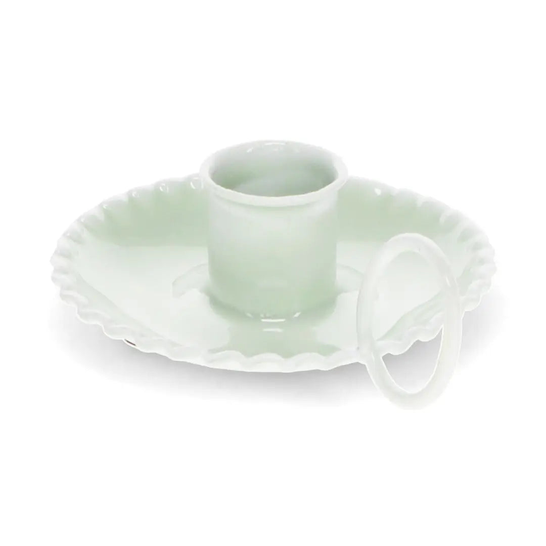 Enamel Chamberstick Candle Holder –Light Grey