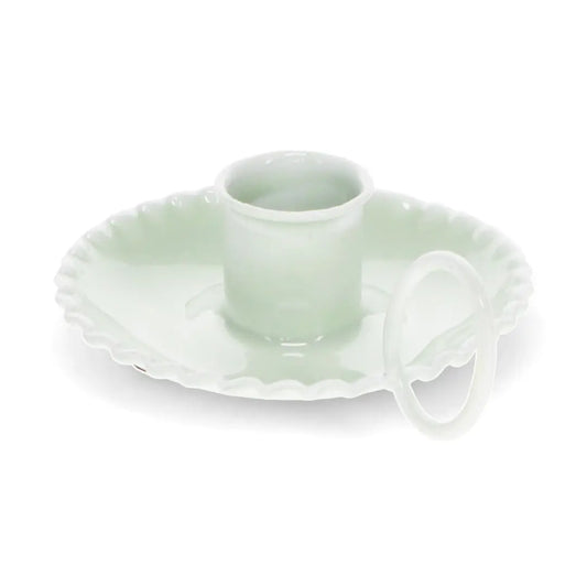 Enamel Chamberstick Candle Holder –Light Grey