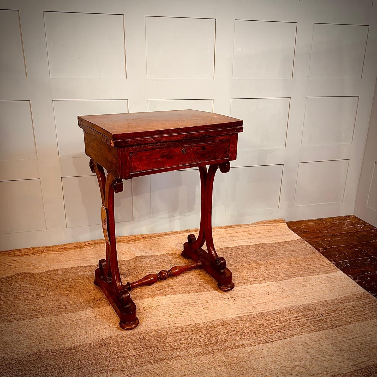 Folding Regency Chess and Backgammon Rosewood Games Table with Split Swivelling Top