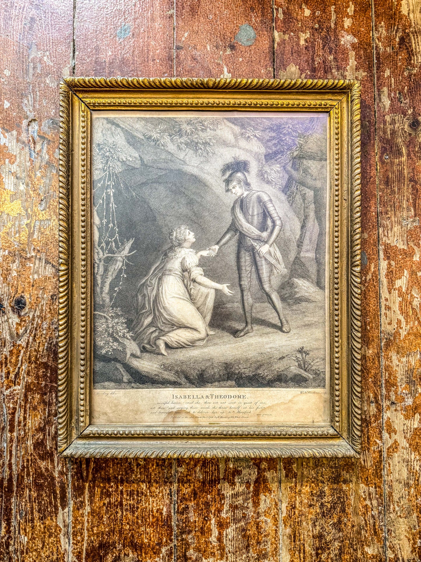 18th-century print of Isabella & Theodore, after an original by S. Harding, engraved by W. N. Gardiner and published in 1788