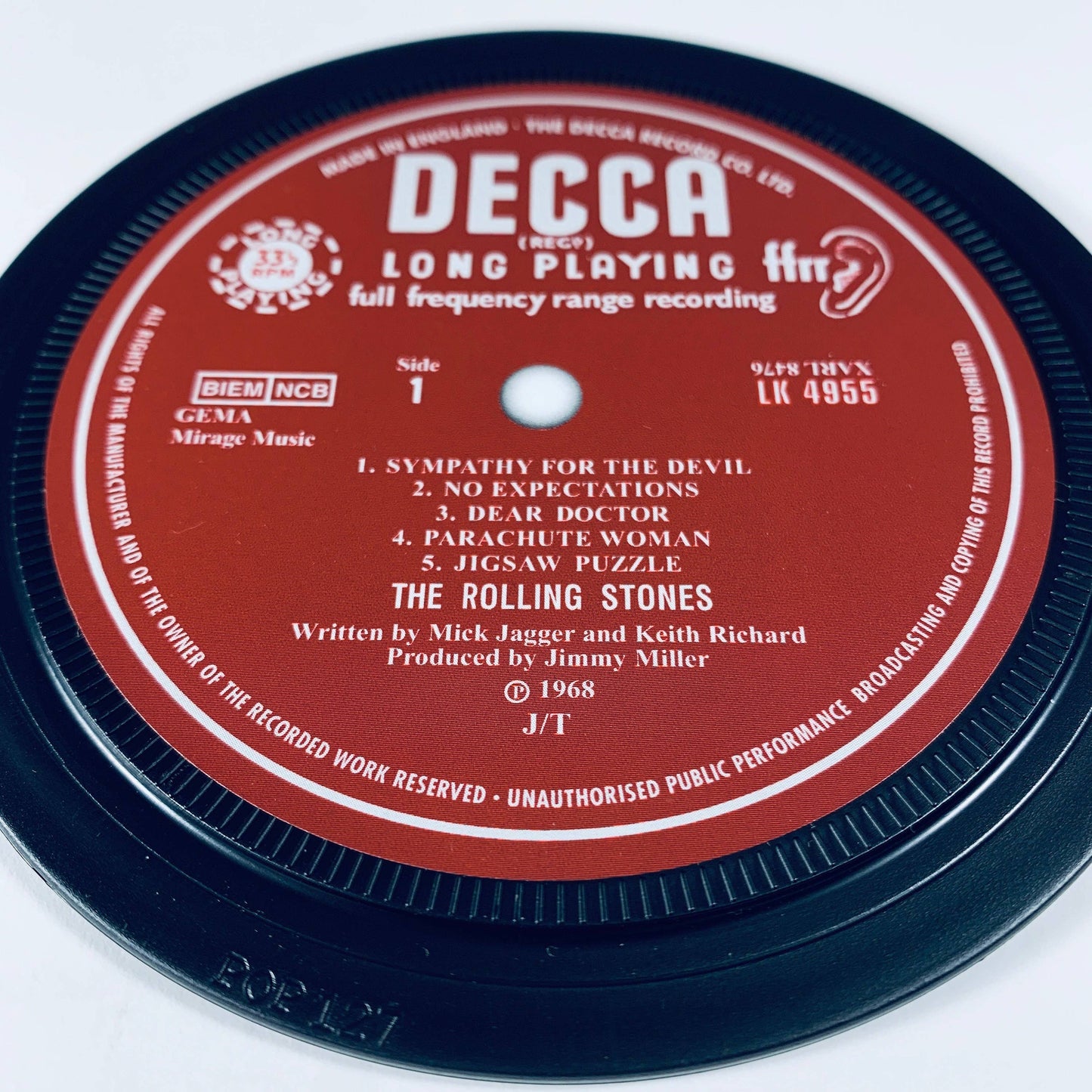 Classic British record label coasters - Beatles, Pink Floyd.