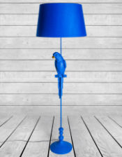 Matt Blue Parrot Floor Lamp With A Blue Shade