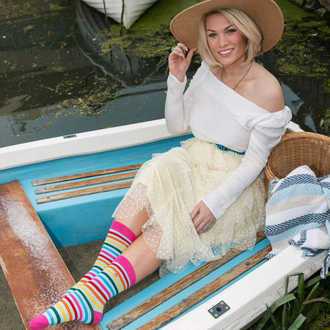 Pastel Striped Bamboo Socks 4-7 UK