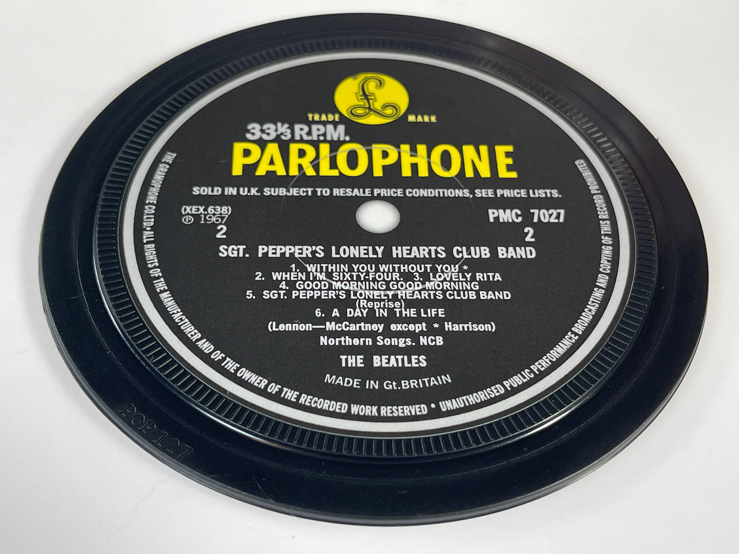 Beatles Record label coasters. 5 in a box. Popsters.