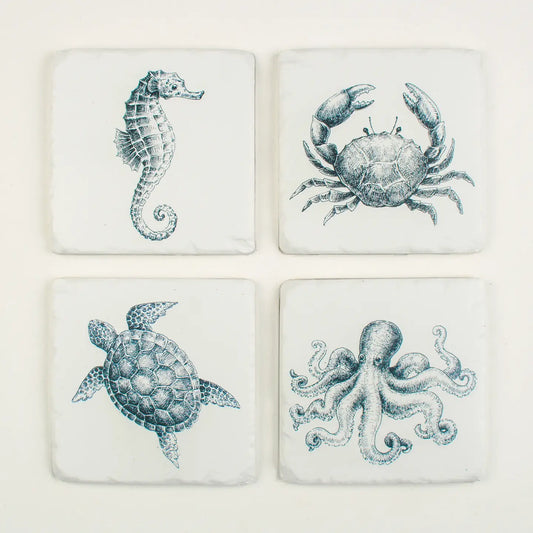 Black And White Sea Creatures Coasters