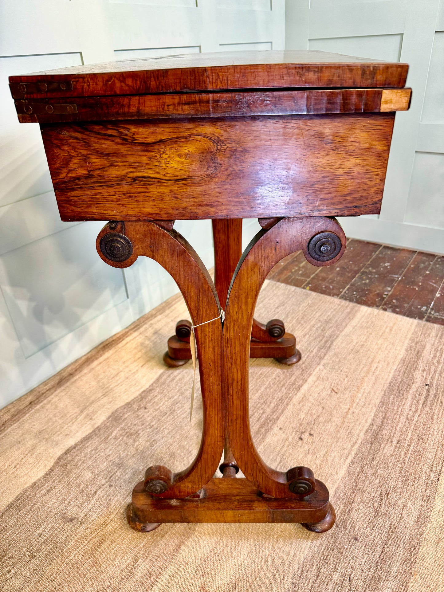 Folding Regency Chess and Backgammon Rosewood Games Table with Split Swivelling Top