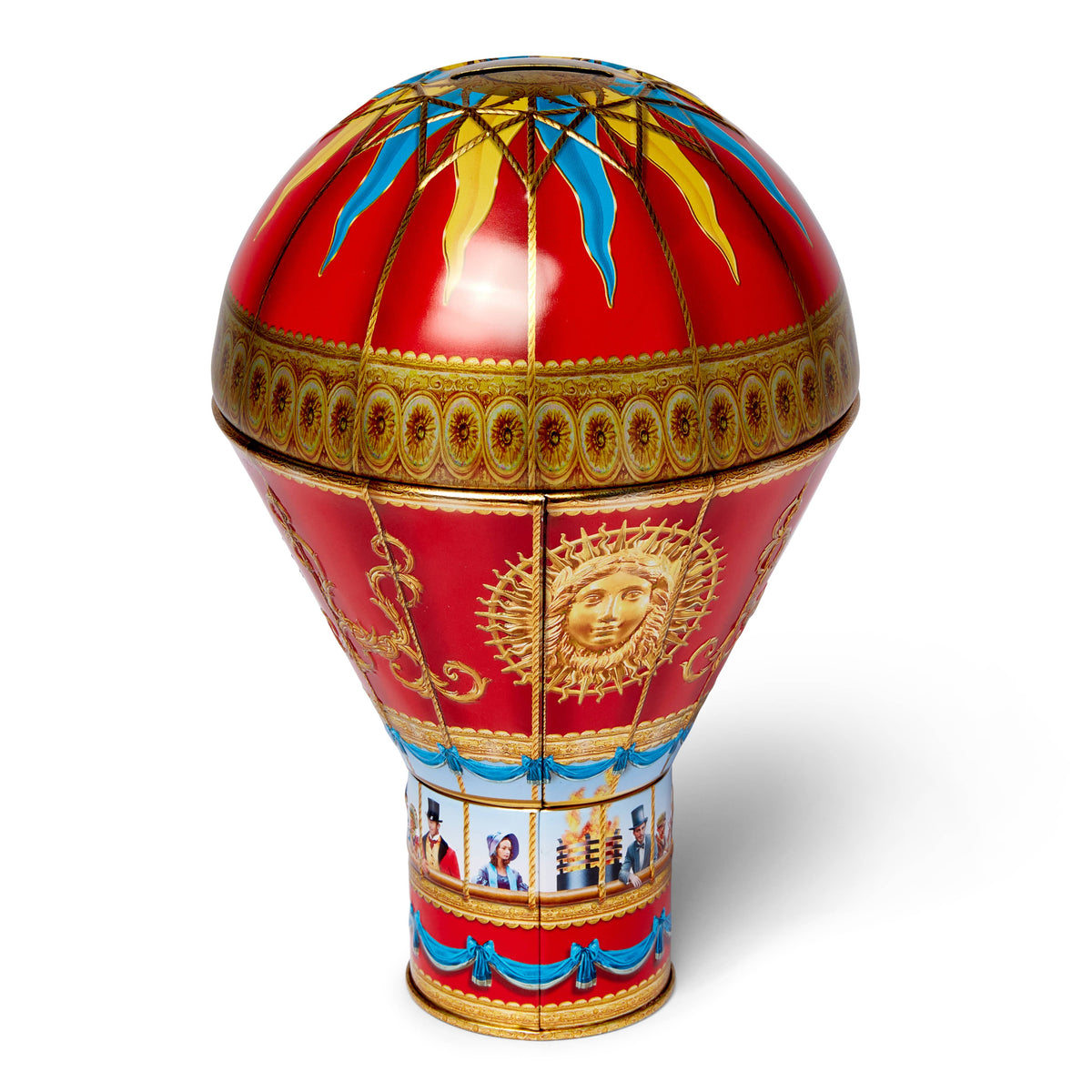 Victorian Hot Air Balloon Red Gift Tin with Chocolate Fudge
