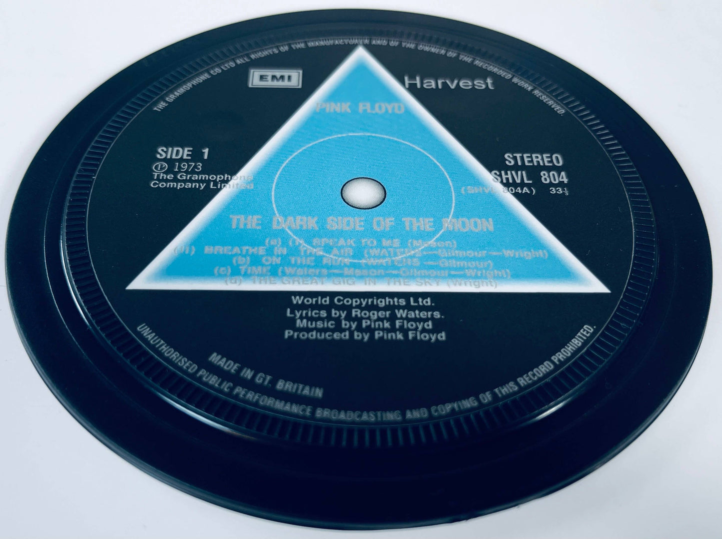 Classic British record label coasters - Beatles, Pink Floyd.