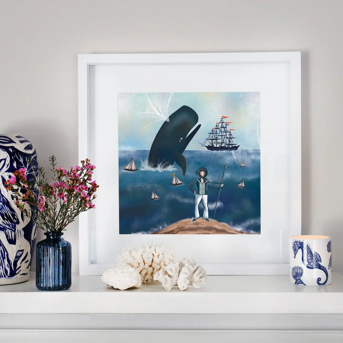 Captains Watch Art Print - Cream Cornwall