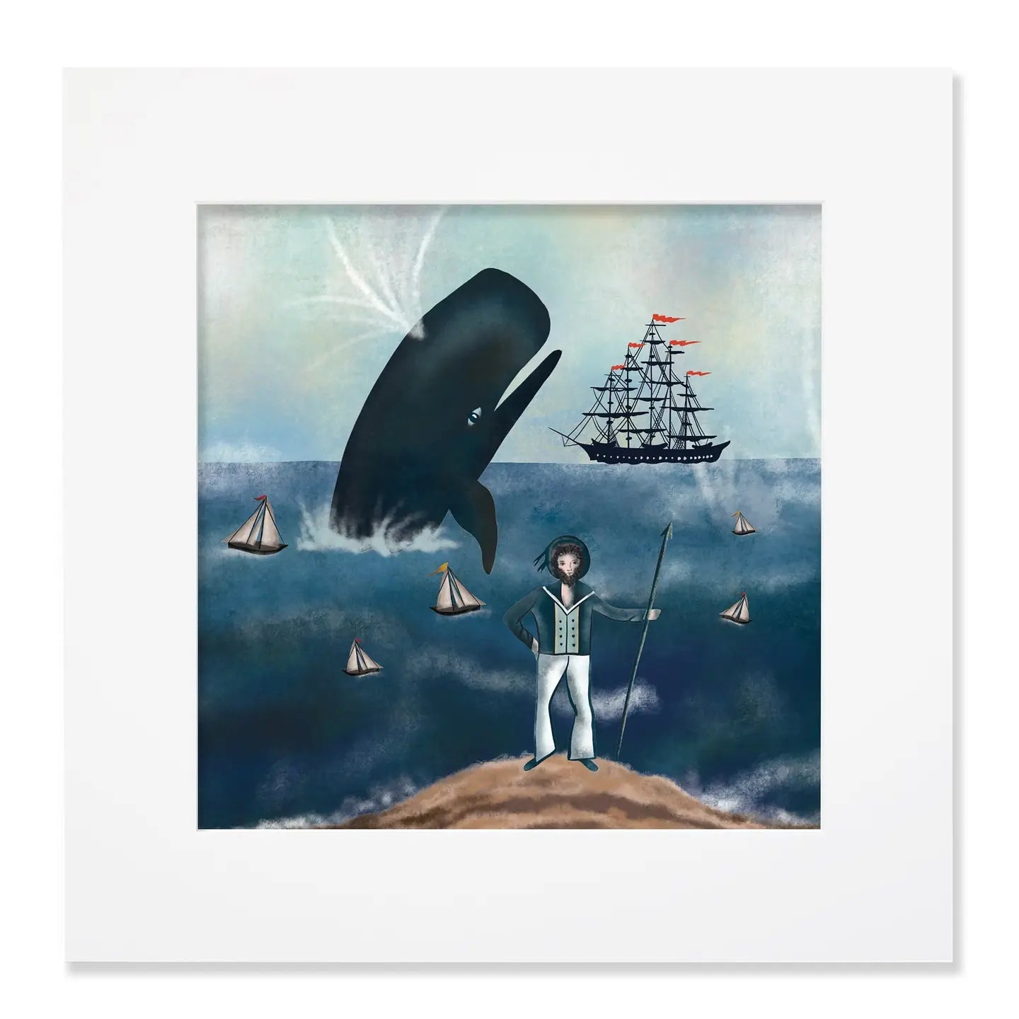 Captains Watch Art Print - Cream Cornwall