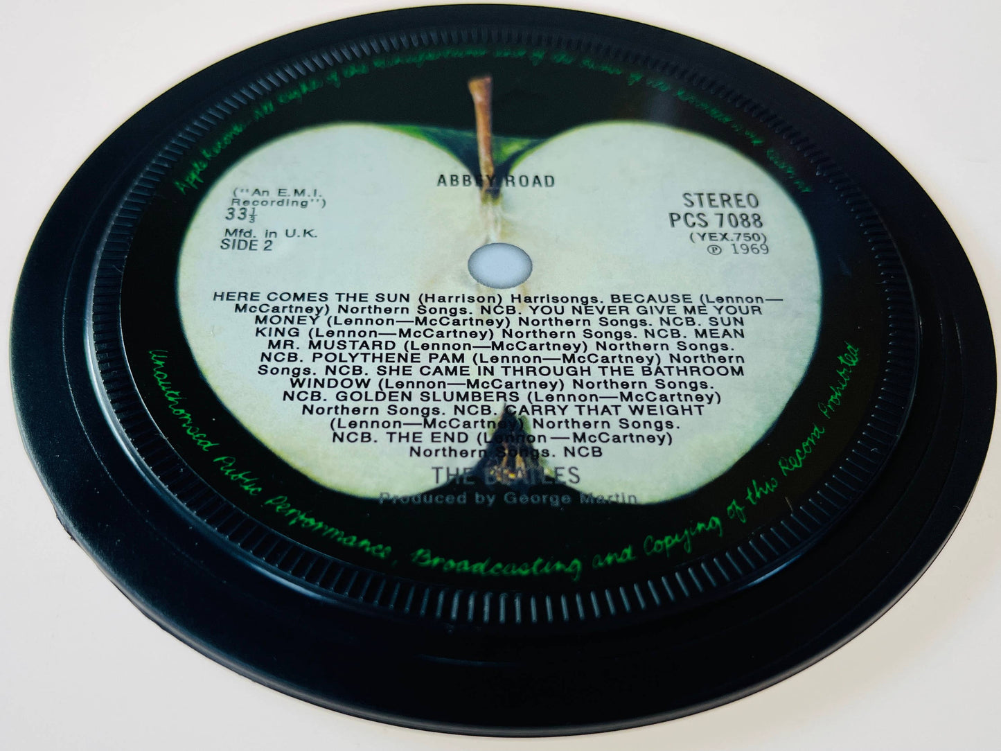 Beatles Record label coasters. 5 in a box. Popsters.