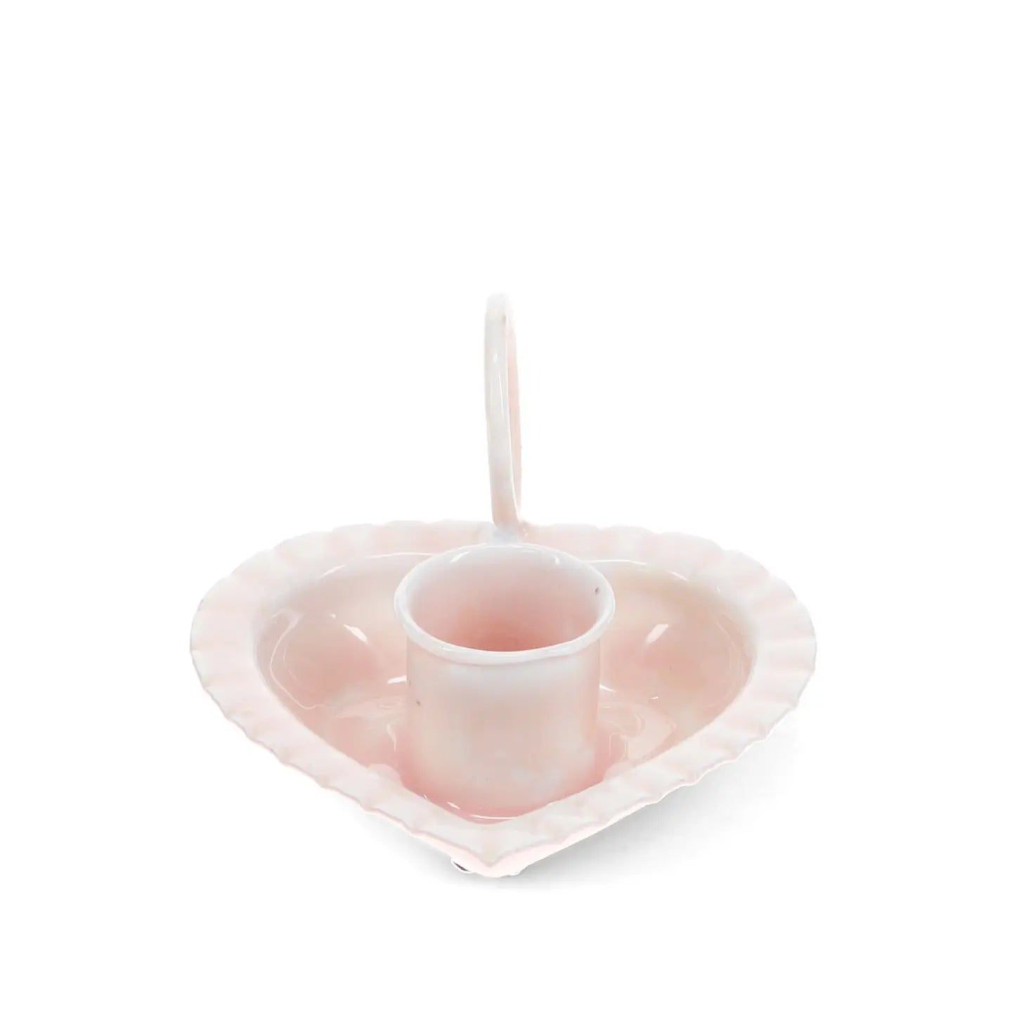 Enamel Heart-Shaped Chamberstick Candle Holder - Pink