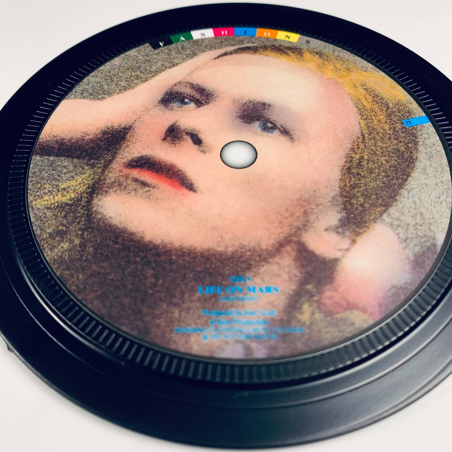 1970s record label coasters - Marc Bolan, Bowie, Blondie.