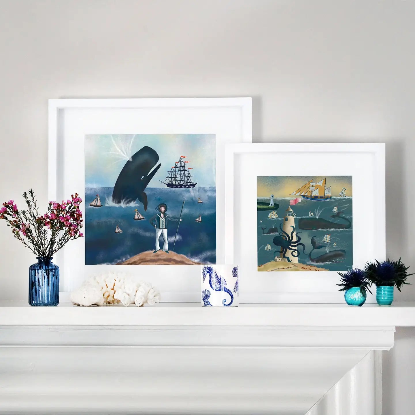 Captains Watch Art Print - Cream Cornwall