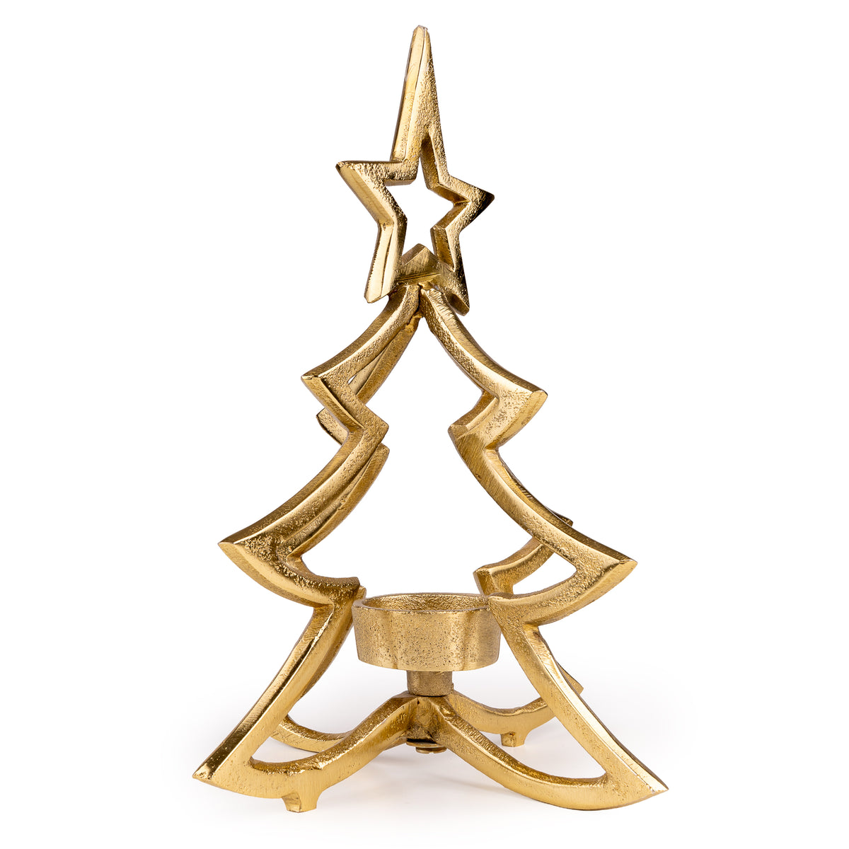 metal Christmas tree tealight holder – 25cm festive candle decoration.
