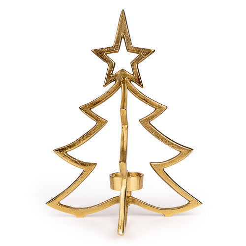 Large metal Christmas tree tealight holder – 31cm festive candle decoration.
