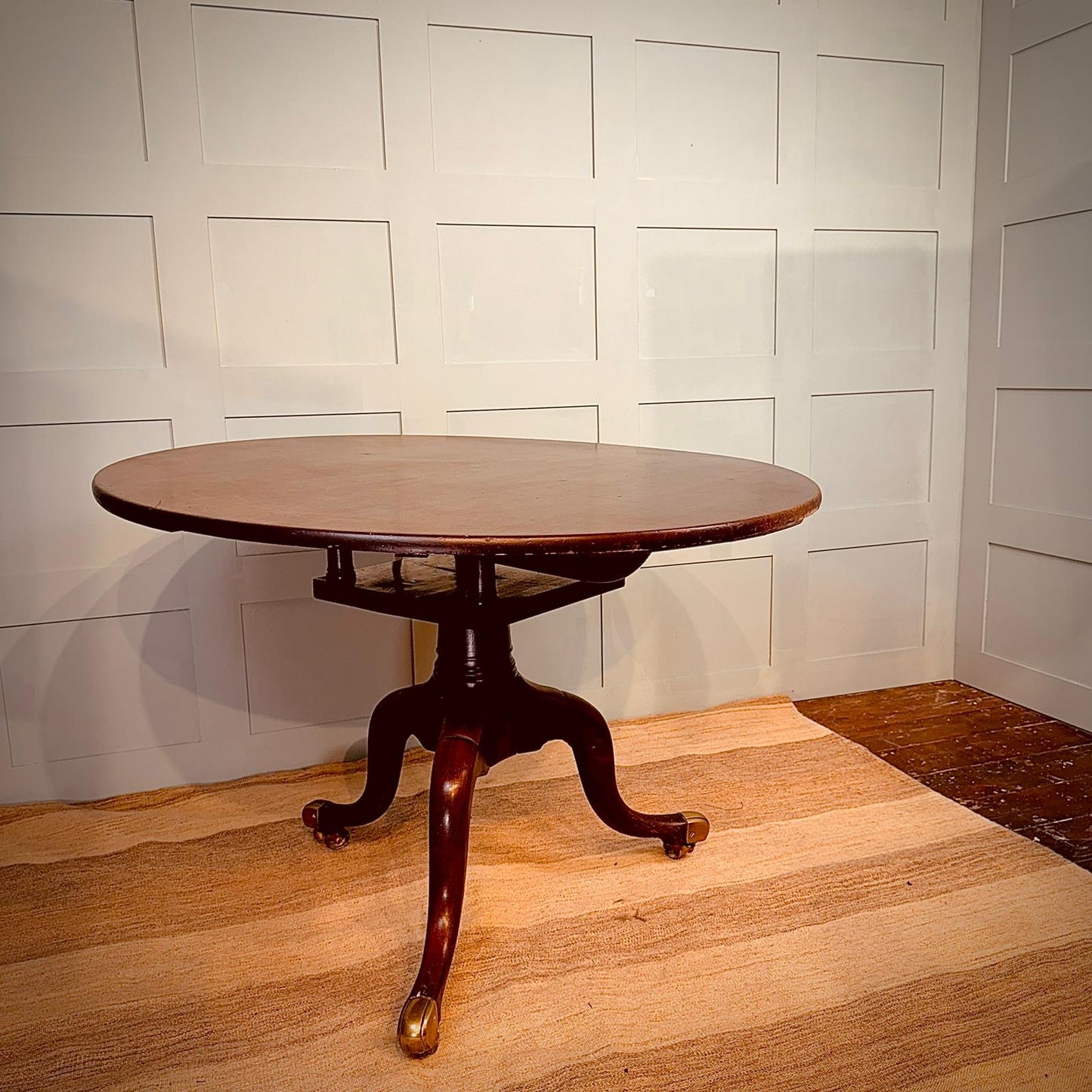 Mahogany Tripod Breakfast Table with Brass Casters, c 1760