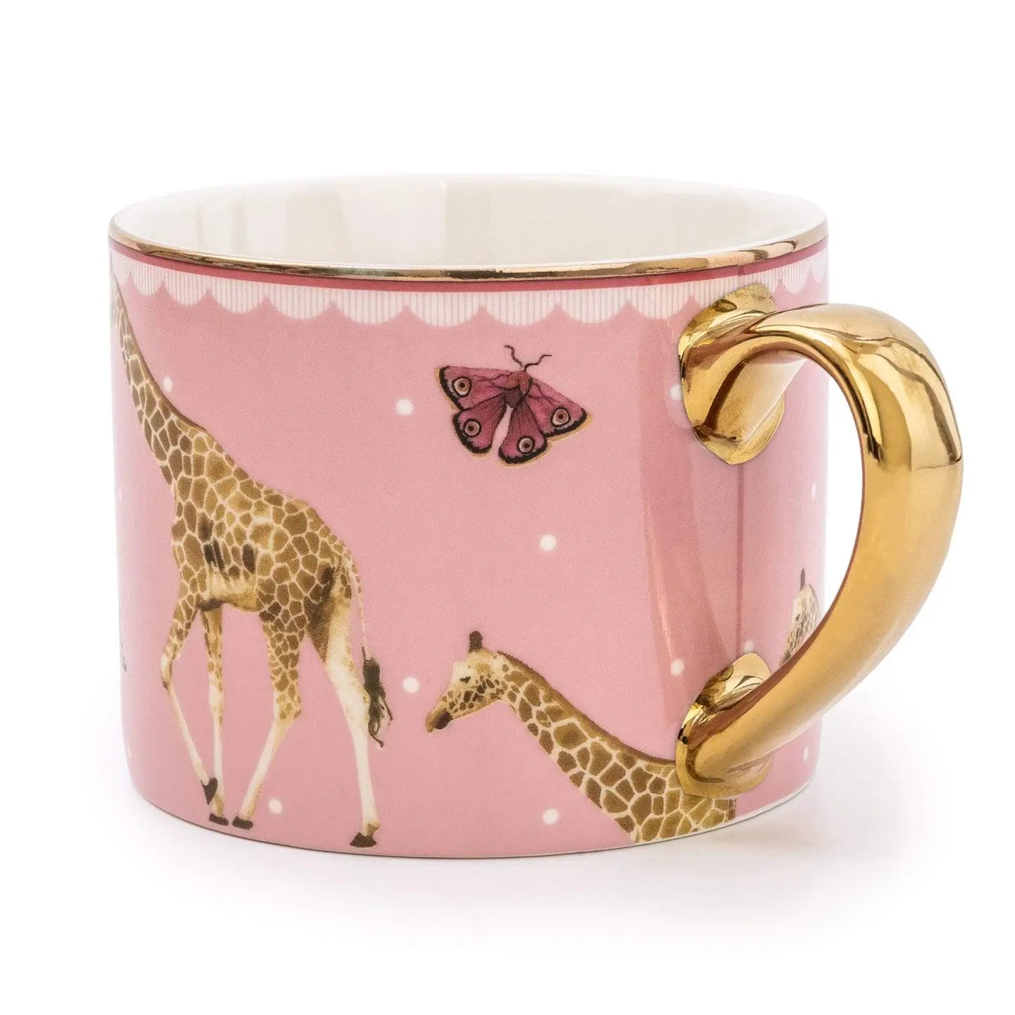 Giraffe Pink Straight Sided Mug with Gold Handle