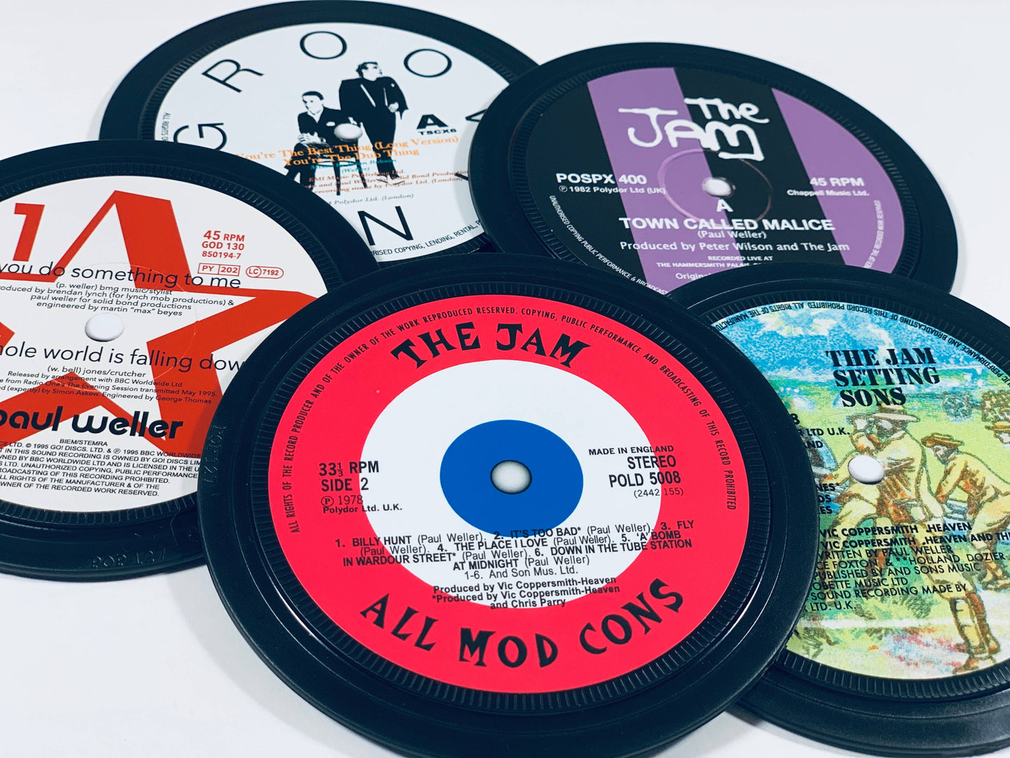 1970s Record label coasters. 5 in a box. Popsters