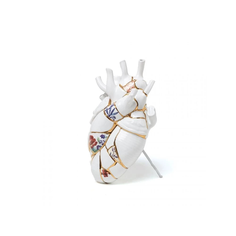 Kintsugi Porcelain Heart Vase Love In Bloom (Small) - Seletti