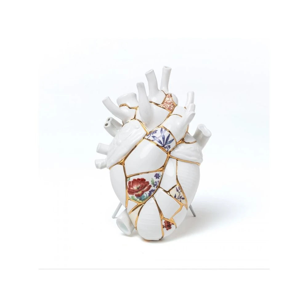 Kintsugi Porcelain Heart Vase Love In Bloom (Small) - Seletti