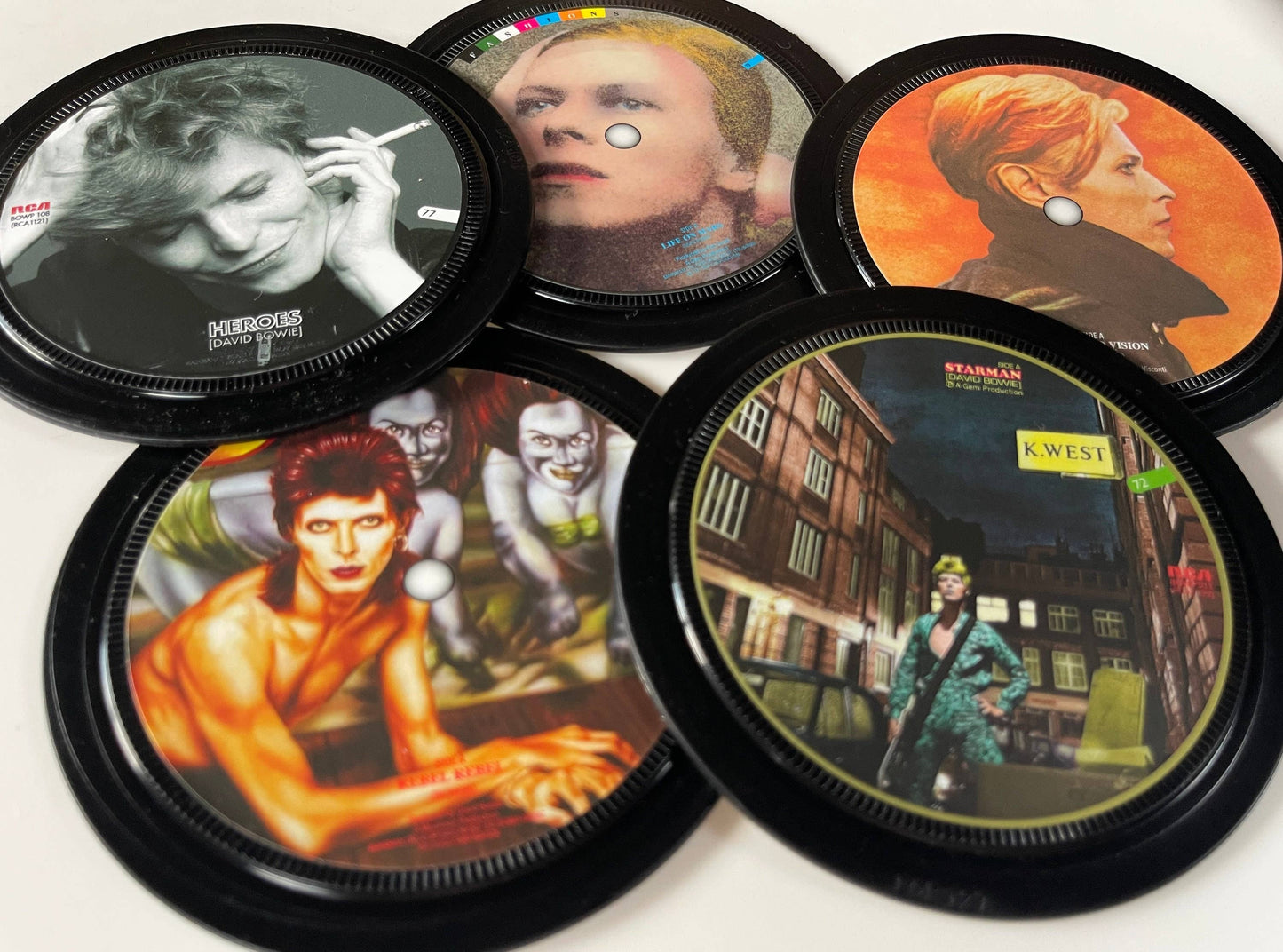 1970s Record label coasters. 5 in a box. Popsters