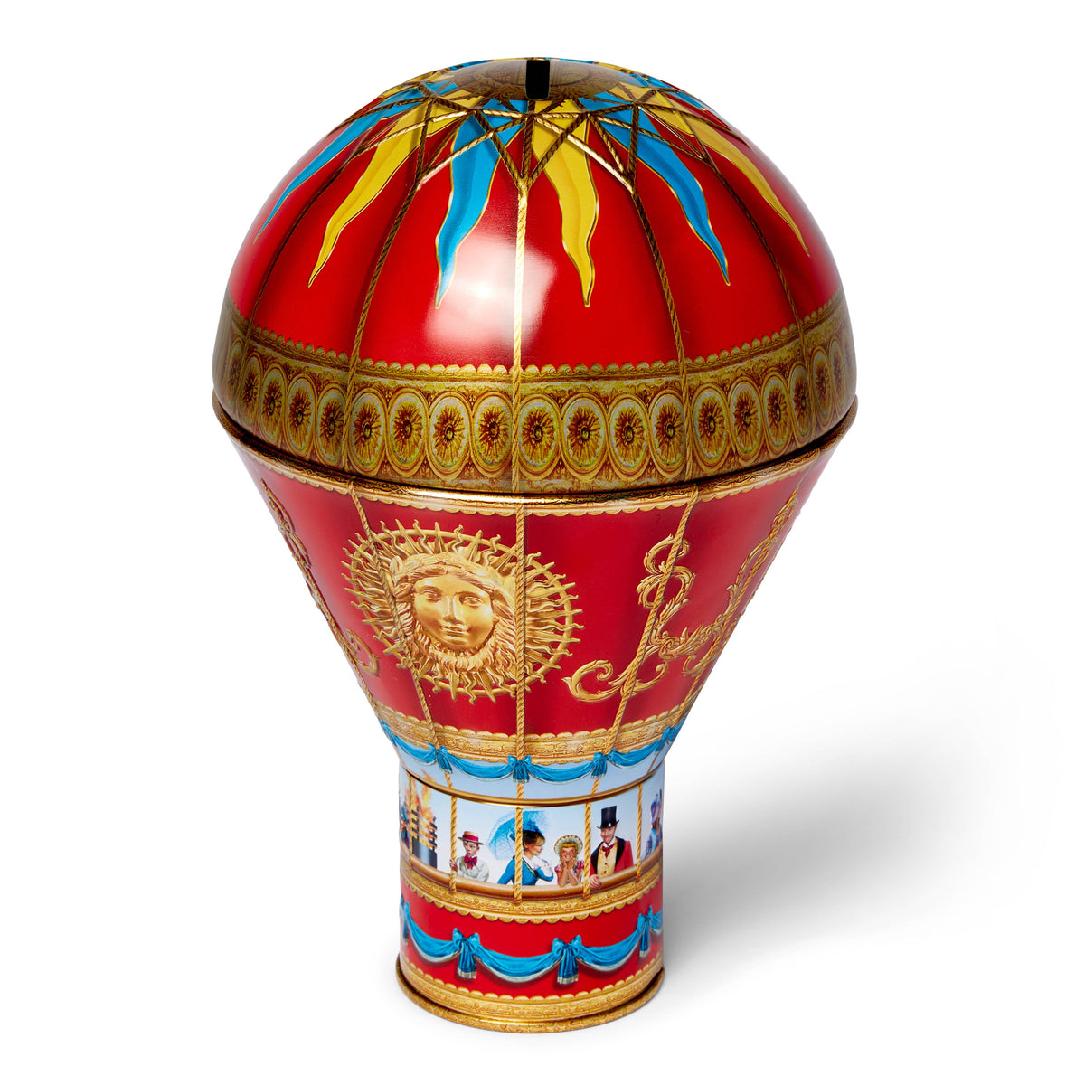 Victorian Hot Air Balloon Red Gift Tin with Chocolate Fudge