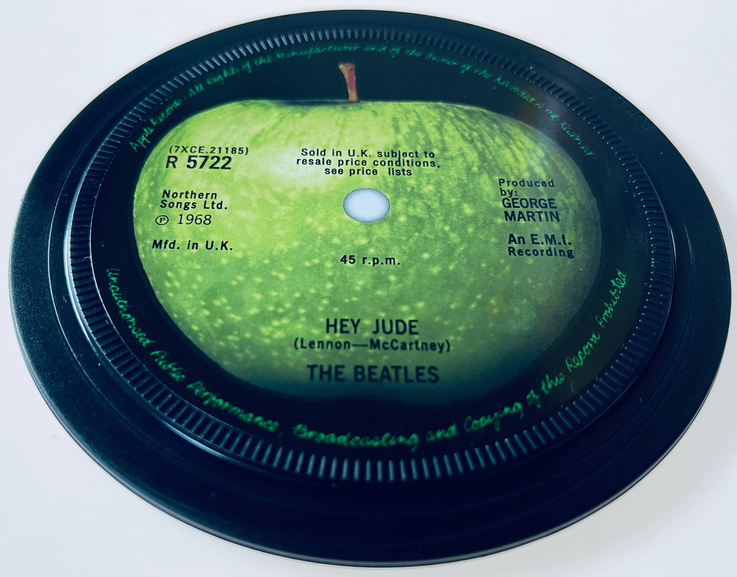 Beatles Record label coasters. 5 in a box. Popsters.